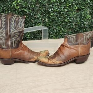 Lucchese Tan and Brown Heeled Boots